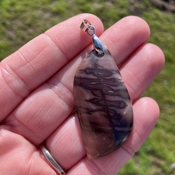Purple Tree Like Picasso Jasper Pendant Stone Crystal Jewelry - Picture 6 of 7